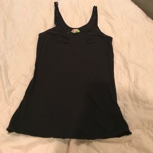 Free People Black Tank with Sequined Straps